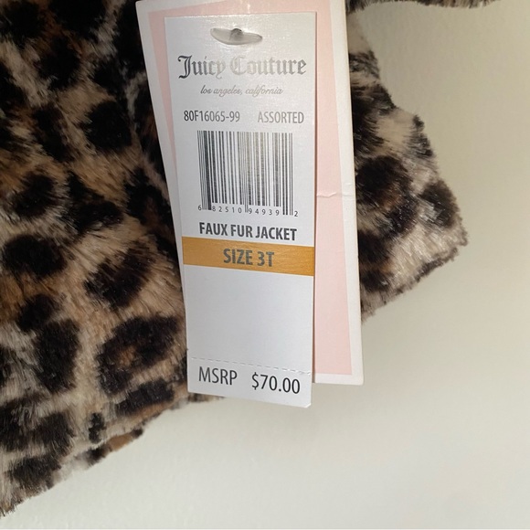 NWT Juicy Couture Fuzzy Faux Fur Animal Print Coat Size 3T - Picture 8 of 9